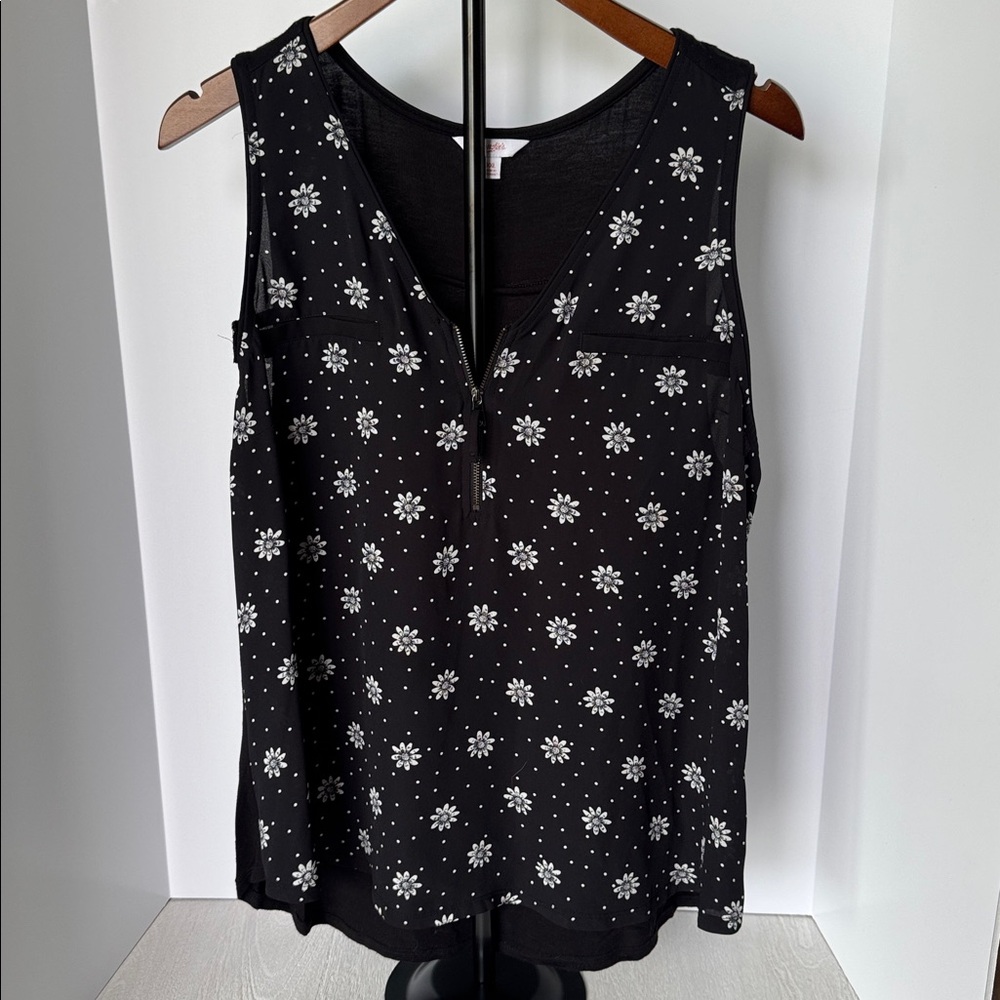 Candie's Black and White Floral Tank Top